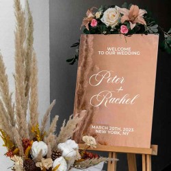 -Cartel Gold Rose welcome Mod.486- boda, cartel casamiento, fiesta