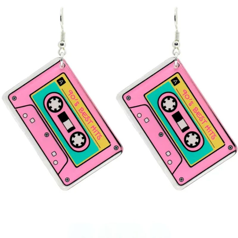Par de aritos de acrilico Cassette retro