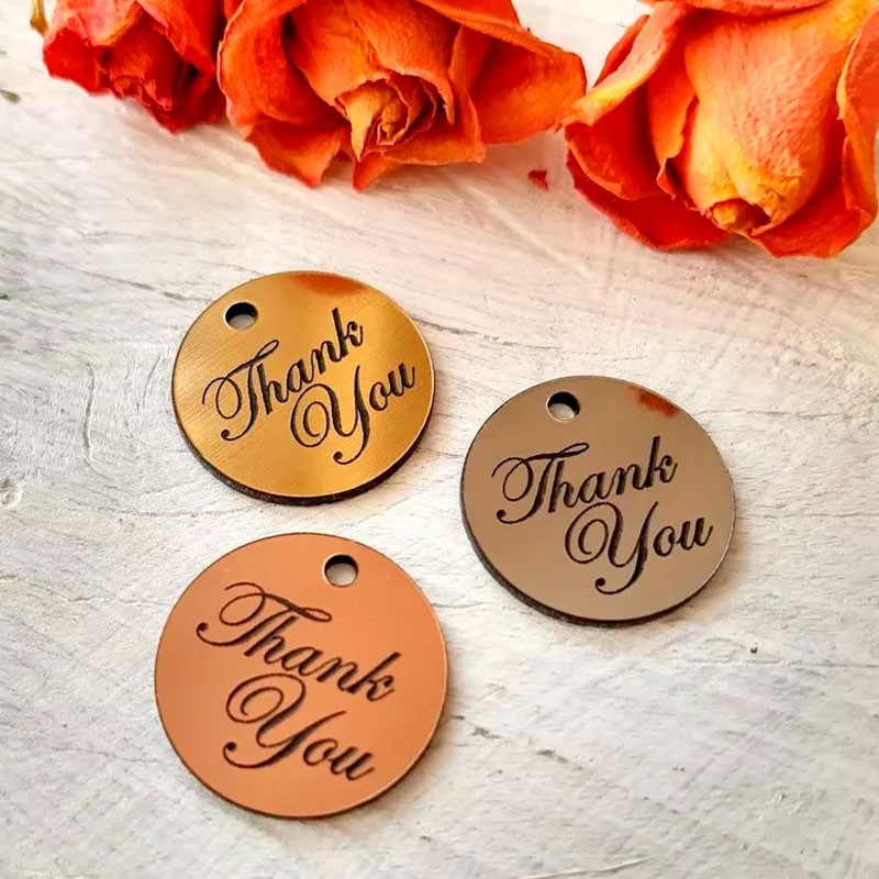 Etiquetas Simil Metal Grabado Personalizado 2,5 Cm