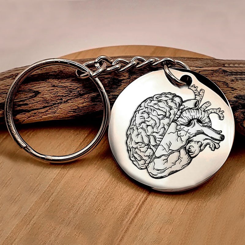 Llavero Dia Del Amigo, Grabado Cerebro Corazon, Anato, Fmed