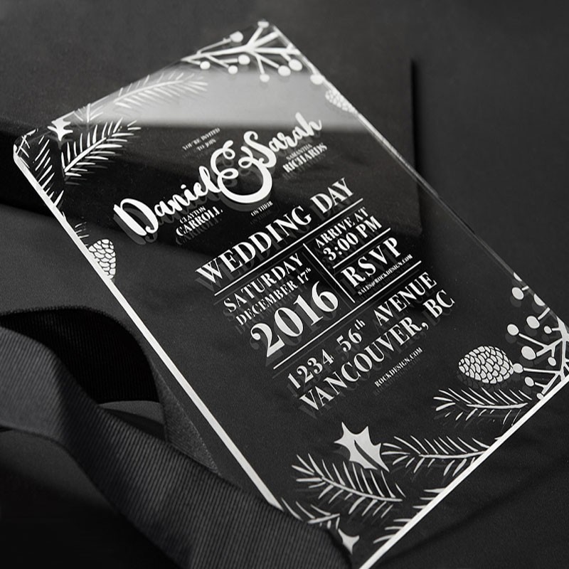 Tarjetas invitacion de Acrilico Grabadas