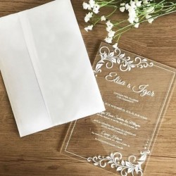 Tarjetas invitacion de Acrilico Grabadas