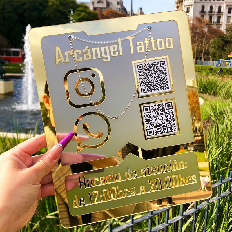 Cartel emprendedores QR Mirror con marco 20x25 cm