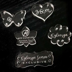 100 Etiquetas de acrilico transparente 2cm