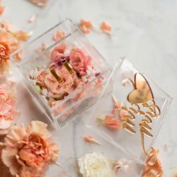 Caja Acrilico C/ Nombre espejado. Para Anillos Boda, Porta Alianzas