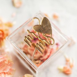 Caja Acrilico C/ Nombre espejado. Para Anillos Boda, Porta Alianzas