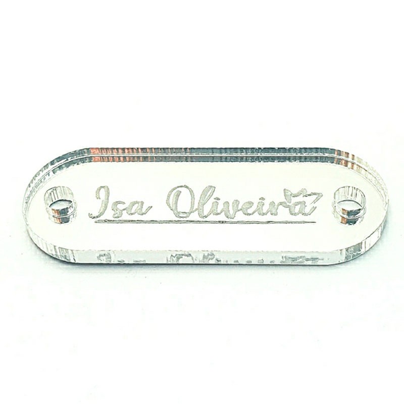 100 Etiquetas de acrilico silver 5x1cm Mod.633