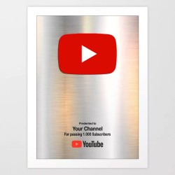 Cuadro, Placa Acrilico Youtube Premio, Canal Mod. 659 Boton Plata