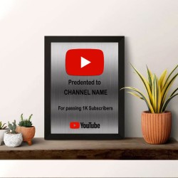 Cuadro, Placa Acrilico Youtube Premio, Canal Mod. 659 Boton Plata