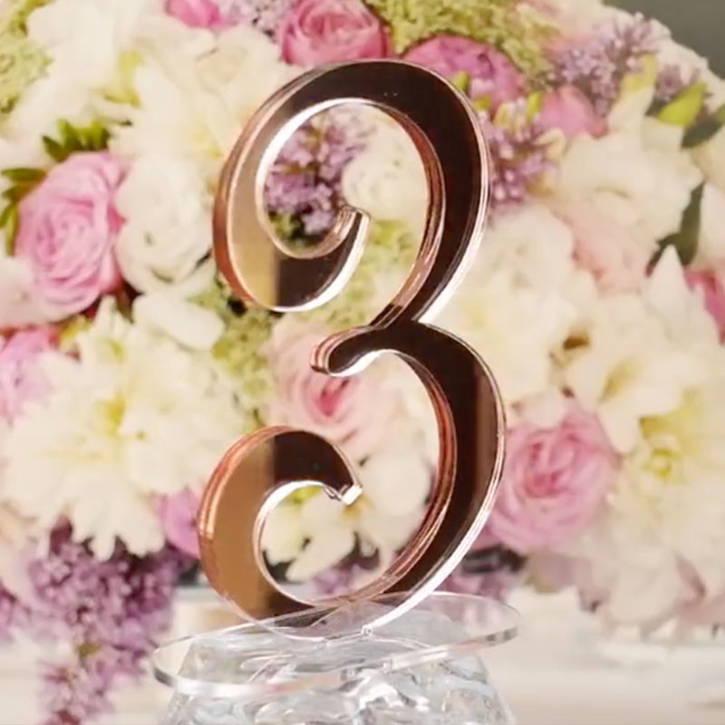 -9 Numeros de mesa simple- mod.77 acrilico espejado