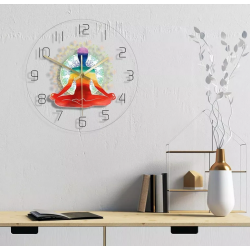 Reloj de acrilico pared Diseño: yoga transparente