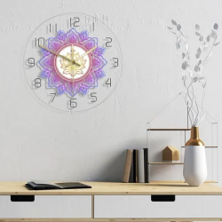 Reloj de acrilico para pared Diseño: Mandala transparente