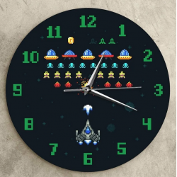 Reloj de acrilico para pared Diseño: game retro invasores de pixeles