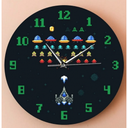 Reloj de acrilico para pared Diseño: game retro invasores de pixeles