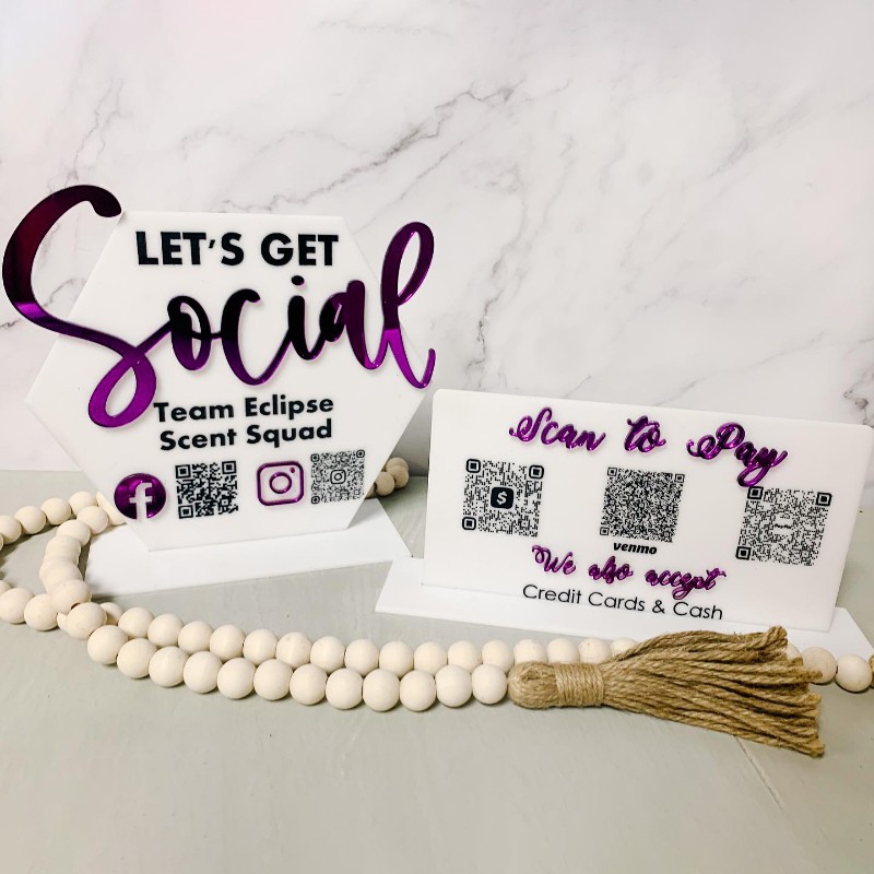 Combo x 2 carteles QR Redes sociales