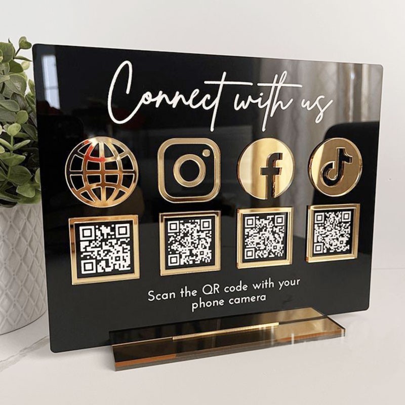 Cartel acrilico QR 20x30 cm mod.813 redes sociales