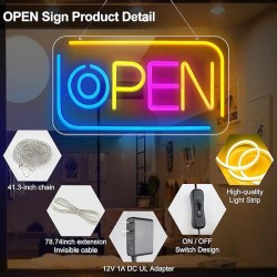 Letrero luminoso p/local, luz Led Open Neon mod.836
