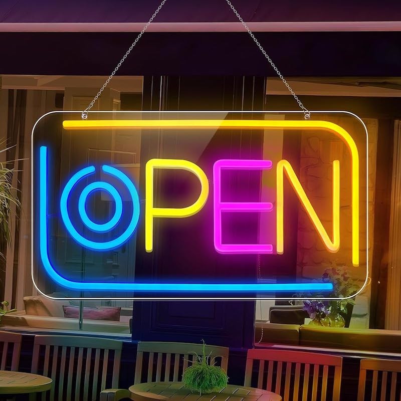 Letrero luminoso p/local, luz Led Open Neon mod.836