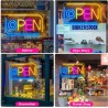 Letrero luminoso p/local, luz Led Open Neon mod.836