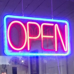 Letrero luminoso p/local, luz Led Open Neon mod.837