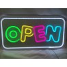Cartel luminoso p/local, luz Led Open Neon mod.839