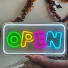 Cartel luminoso p/local, luz Led Open Neon mod.839