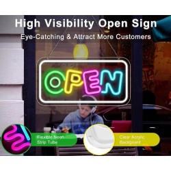 Cartel luminoso p/local, luz Led Open Neon mod.839