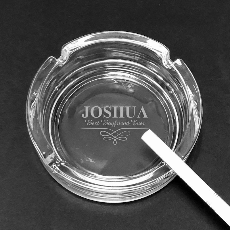 Cenicero De Vidrio Personalizado Grabado Laser