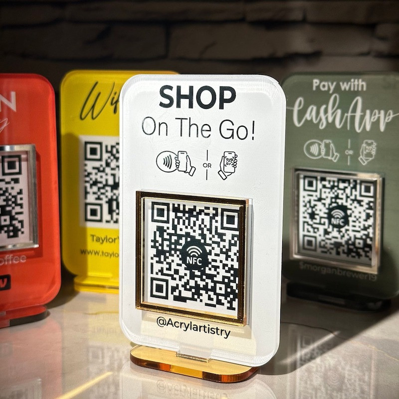 Mini Cartel acrilico redes sociales Qr Mod.849