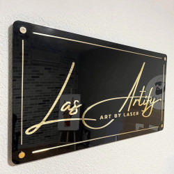 Cartel Profesional Acrílico Espejado Glam 40x30 Cm