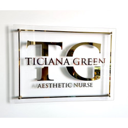 Cartel Profesional Acrílico Espejado Glam 40x30 Cm