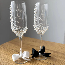 Copa Grabado Y Perlitas P/ Boda, Casamiento, Compromiso