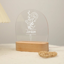 Velador Luz Led Regalo Dia De Madre Flores grabado mod.870