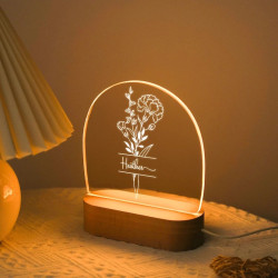 Velador Luz Led Regalo Dia De Madre Flores grabado mod.870