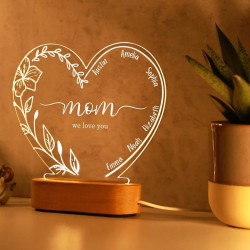 Velador Luz Led Regalo Dia De Madre corazon Grabado Mod.871