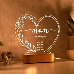 Velador Luz Led Regalo Dia De Madre corazon Grabado Mod.871