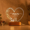 Velador Luz Led Regalo Dia De Madre corazon Grabado Mod.871