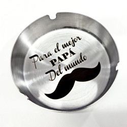 Cenicero Acero Grabado Personalizado Clasico Redondo Alto