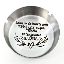 Cenicero Acero Grabado Personalizado Clasico Redondo Alto