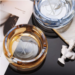 Cenicero De Vidrio Personalizado Grabado Laser Ambar