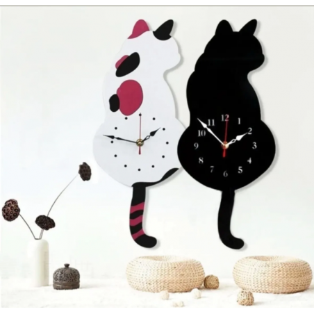Reloj de acrilico para pared Diseño: gatito que mueve la cola