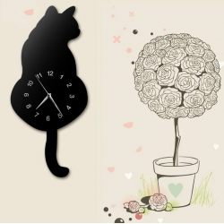 Reloj de acrilico para pared Diseño: gatito que mueve la cola